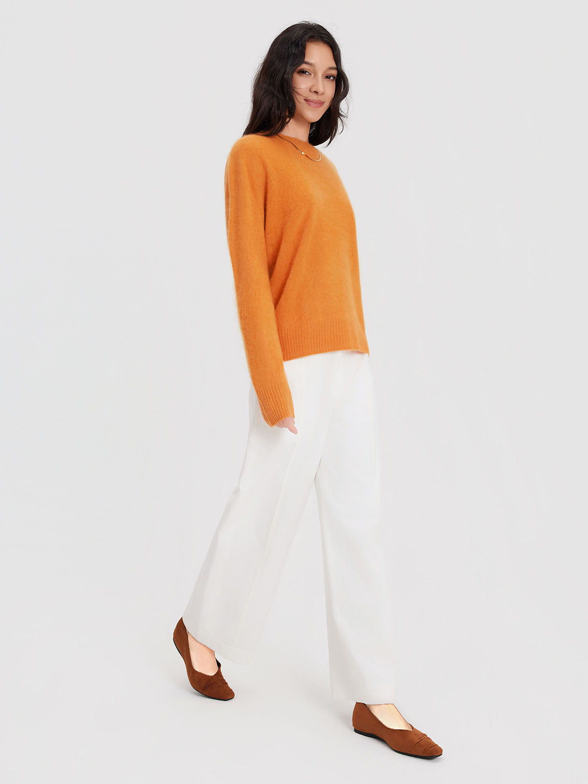 ASOBIO Wool-Cashmere Crewneck Pullover Sweater