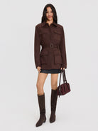 ASOBIO Suede Belted Trucker Jacket