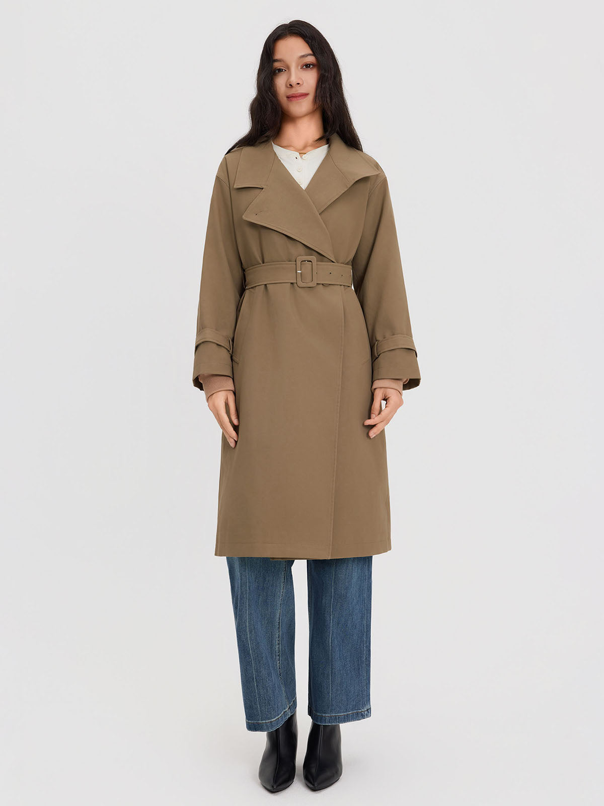 ASOBIO Belted Goose Down Trench Coat