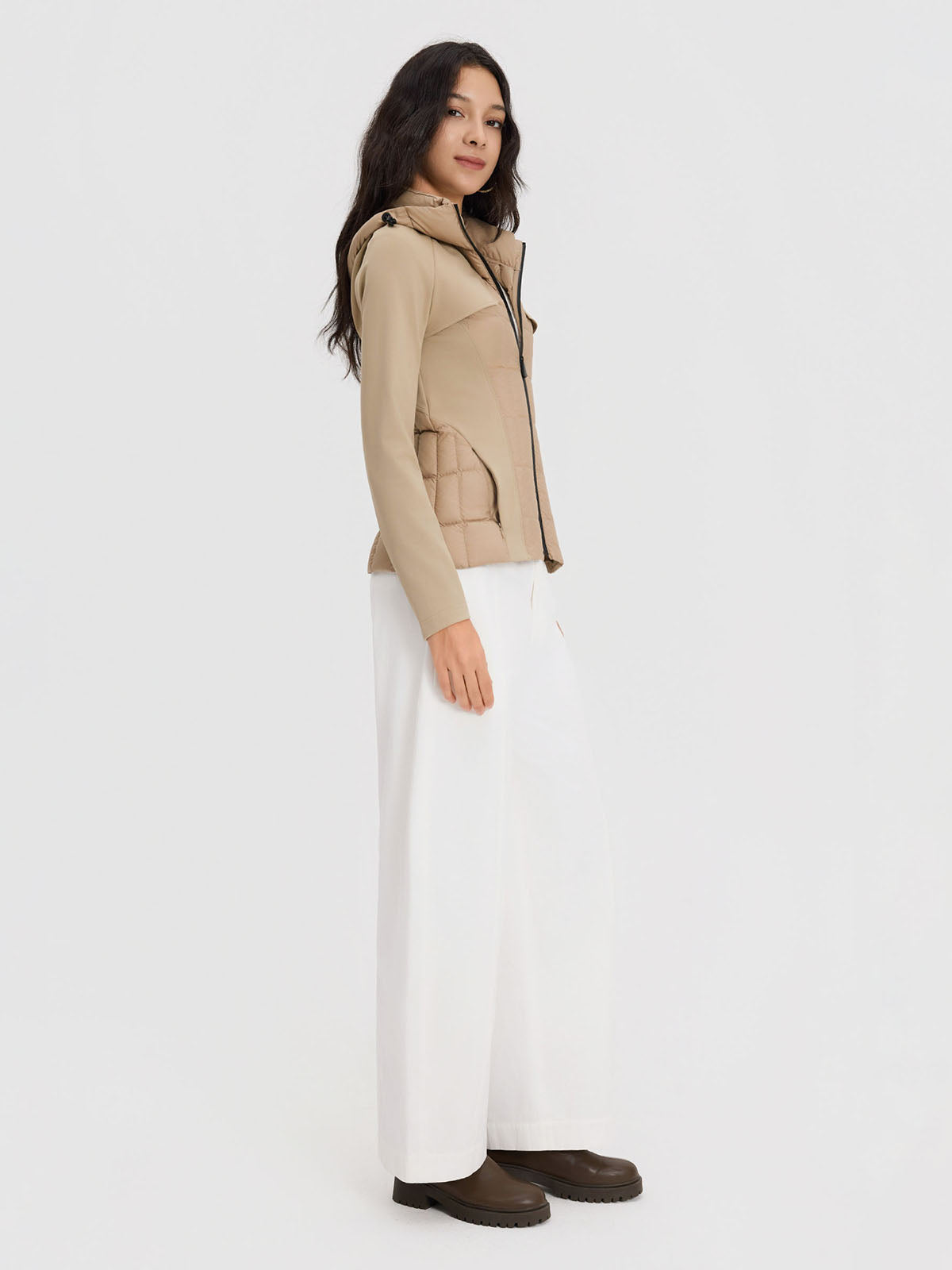 ASOBIO Hooded Stretch-Panel Goose Down Jacket