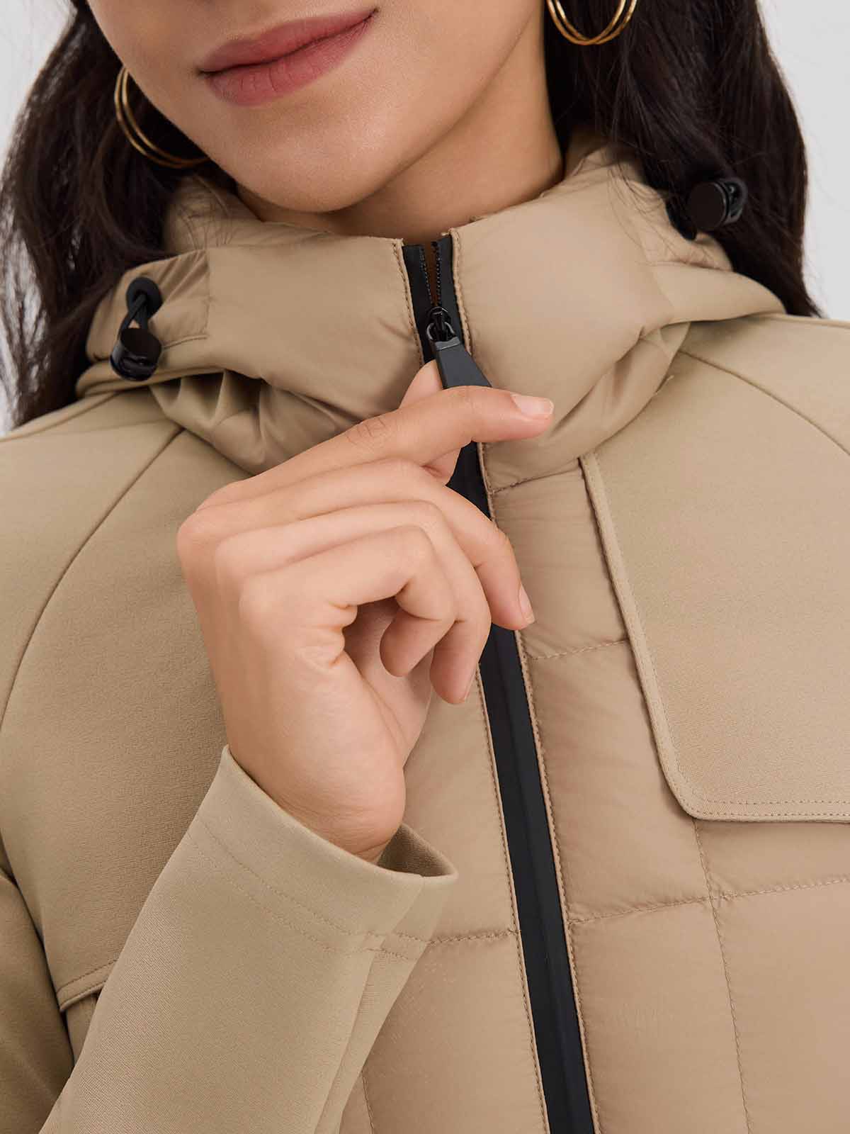 ASOBIO Hooded Stretch-Panel Goose Down Jacket