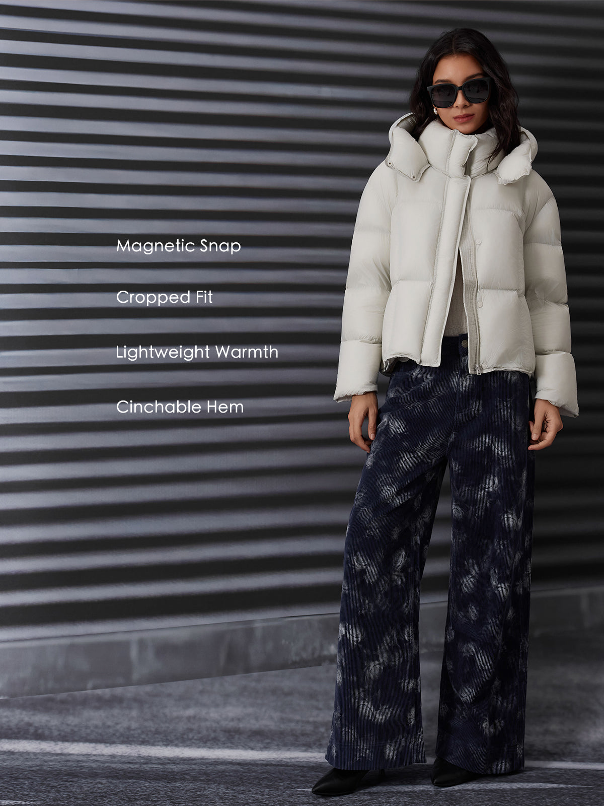 ASOBIO Cropped Hooded Down Puffer