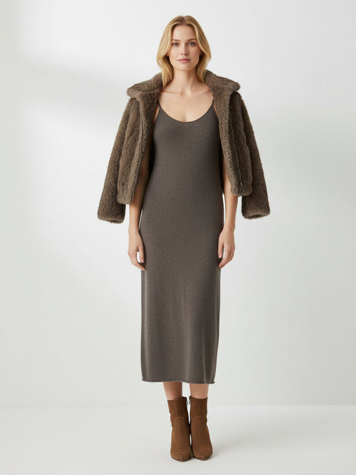 ASOBIO Yak Wool Knit Slip Dress