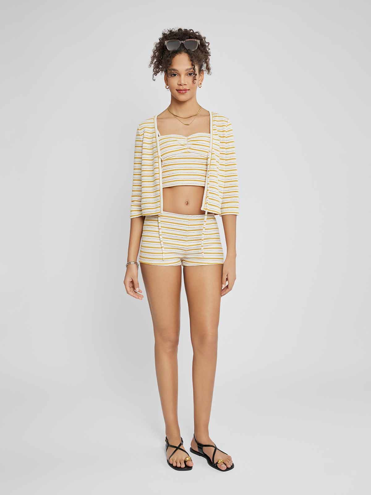 ASOBIO Knitted Front-Tie 3/4 Sleeve Cardigan