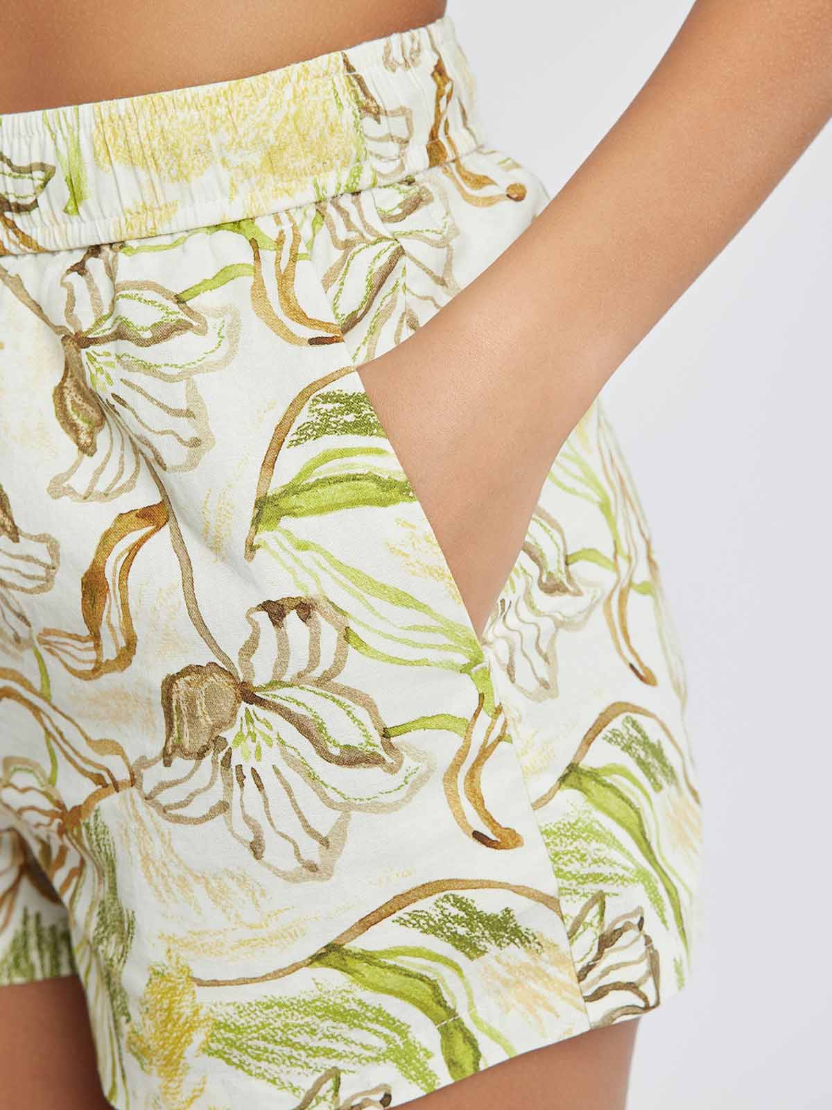 Ramie-Blend Pull-On Shorts