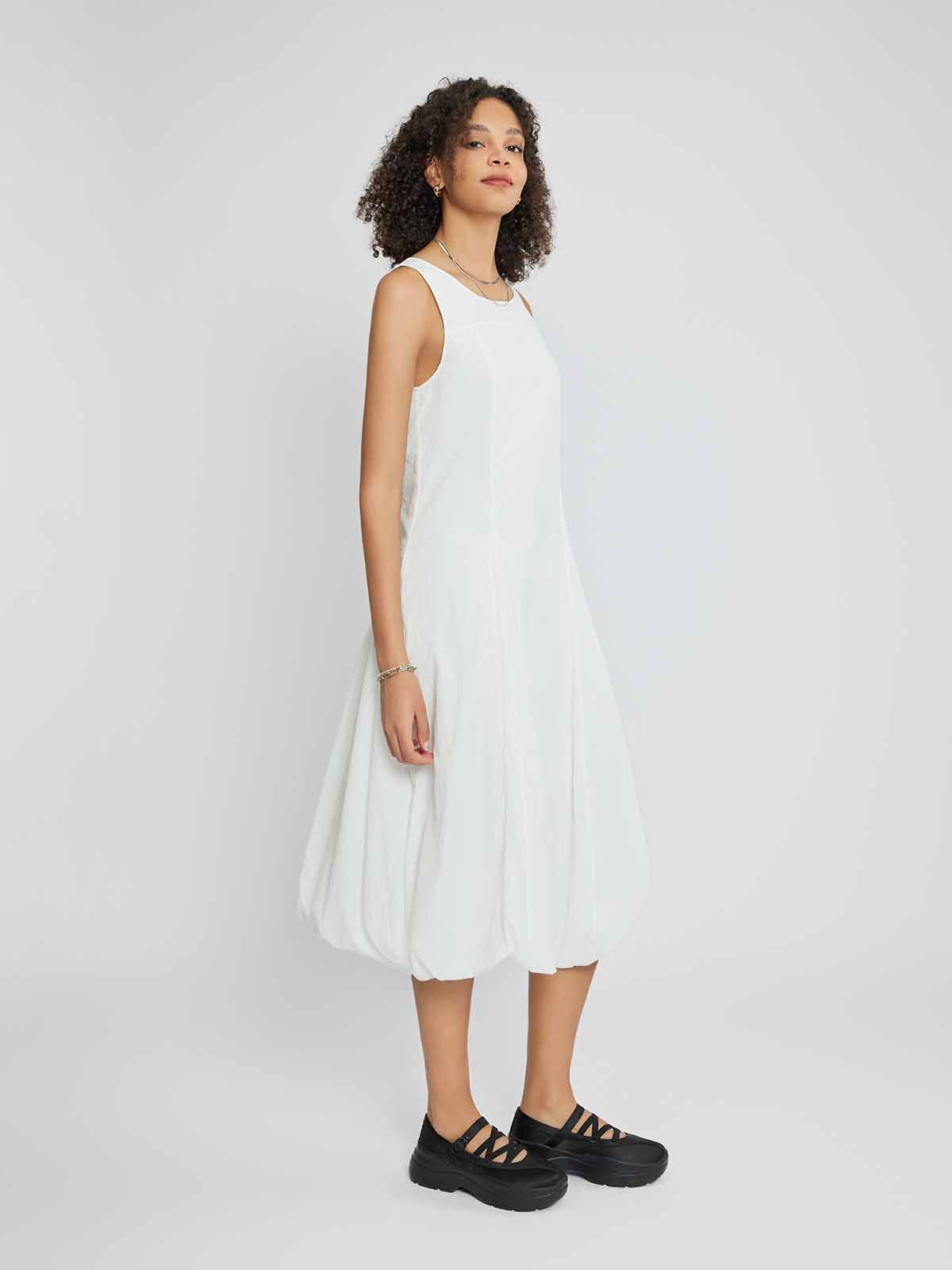 ASOBIO Sleeveless Bubble-Hem Midi Dress
