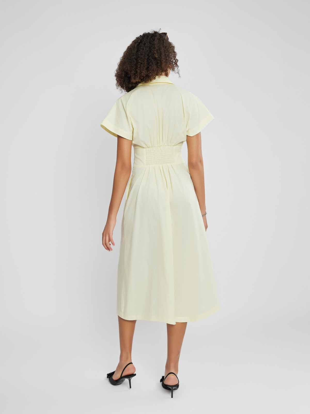 ASOBIO Button-Front Pleated Midi Shirt Dress