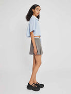 Knit Collar Short Sleeve Button-Up Shirt