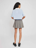 Knit Collar Short Sleeve Button-Up Shirt