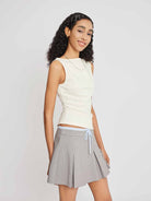 Ruched Side Asymmetrical Hem Sleeveless Top