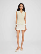 ASOBIO V-Cut Fringe Hem Tee