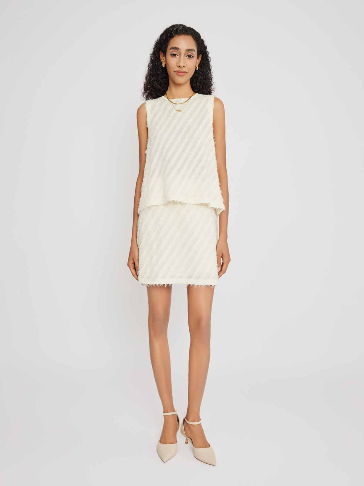 Fringed Jacquard Straight Knit Top