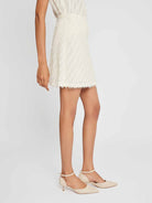 Fringed Jacquard A-Line Mini Skirt