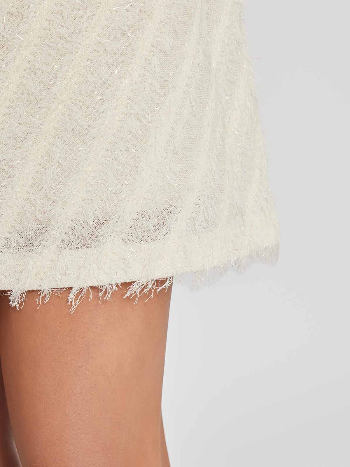 Fringed Jacquard A-Line Mini Skirt