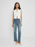 Double-Zip Sleeveless Fitted Shirt Top
