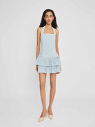 Halterneck Pleated Mini Dress