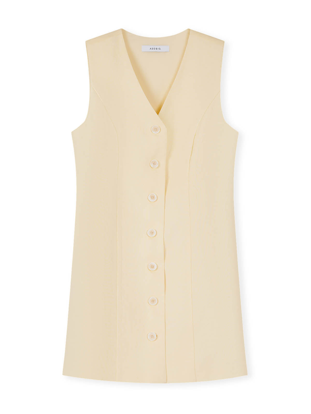 100% Linen Button-Up Linen Vest Mini Dress