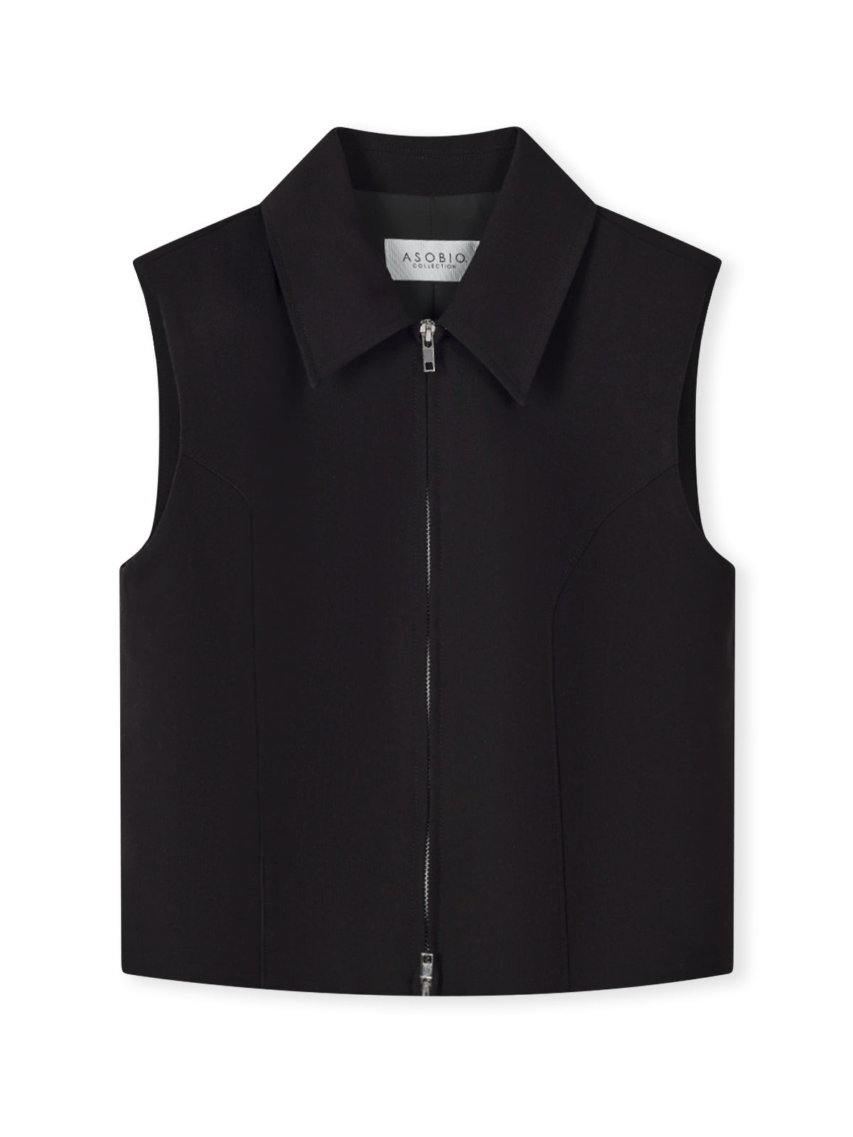 Double-Zip Sleeveless Fitted Shirt Top
