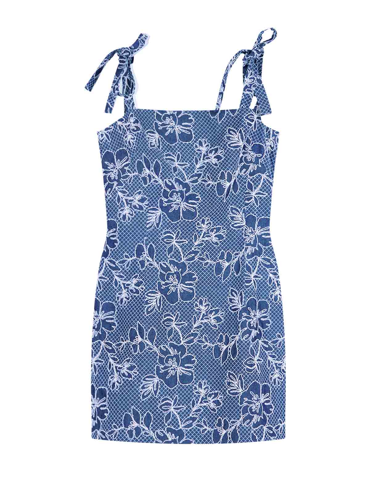 Embroidered Tie-Strap Mini Dress