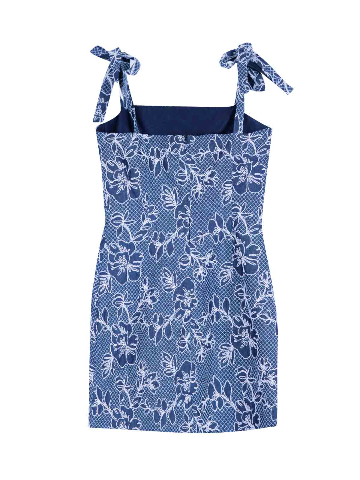 Embroidered Tie-Strap Mini Dress