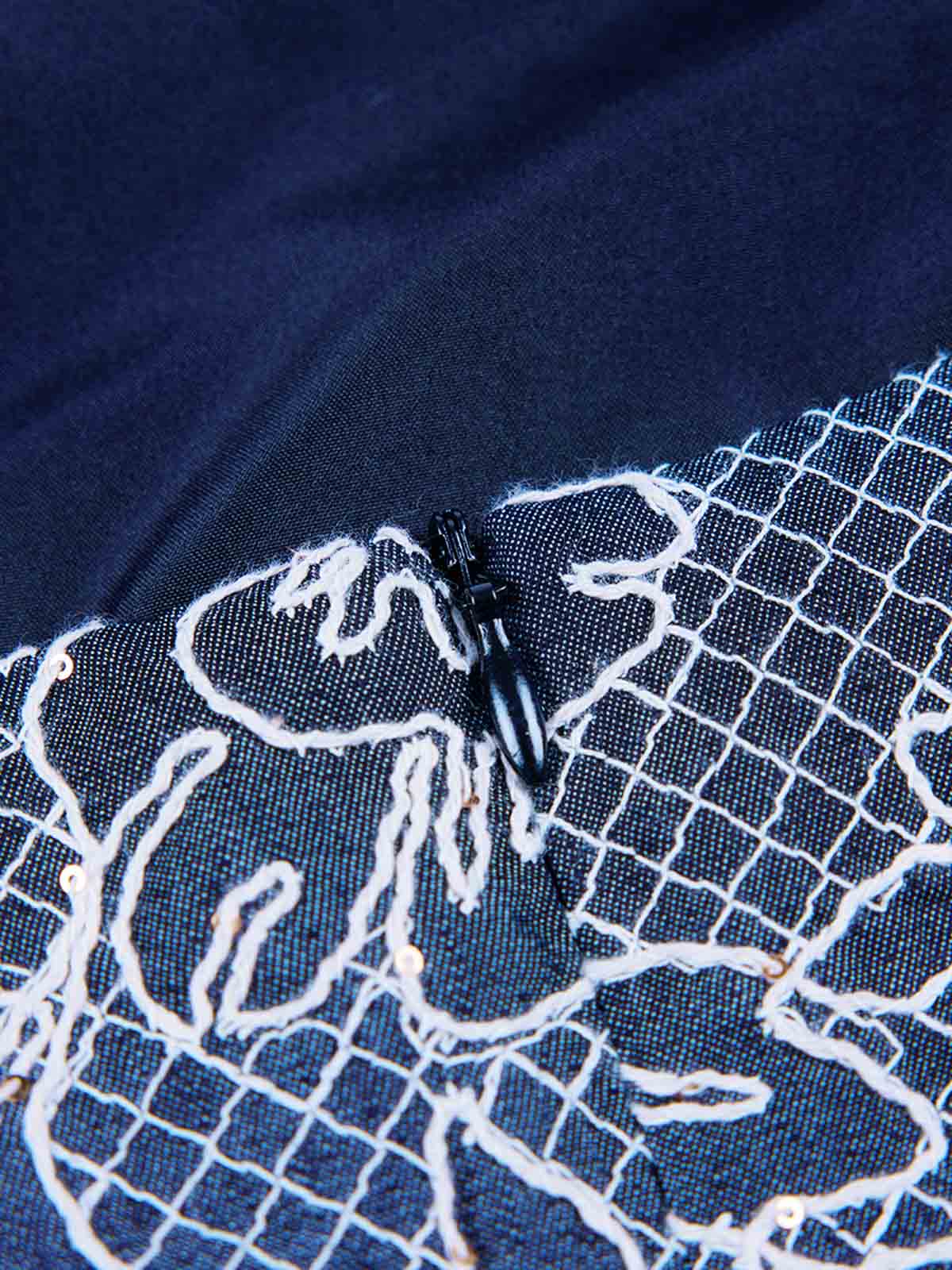 Embroidered Tie-Strap Mini Dress