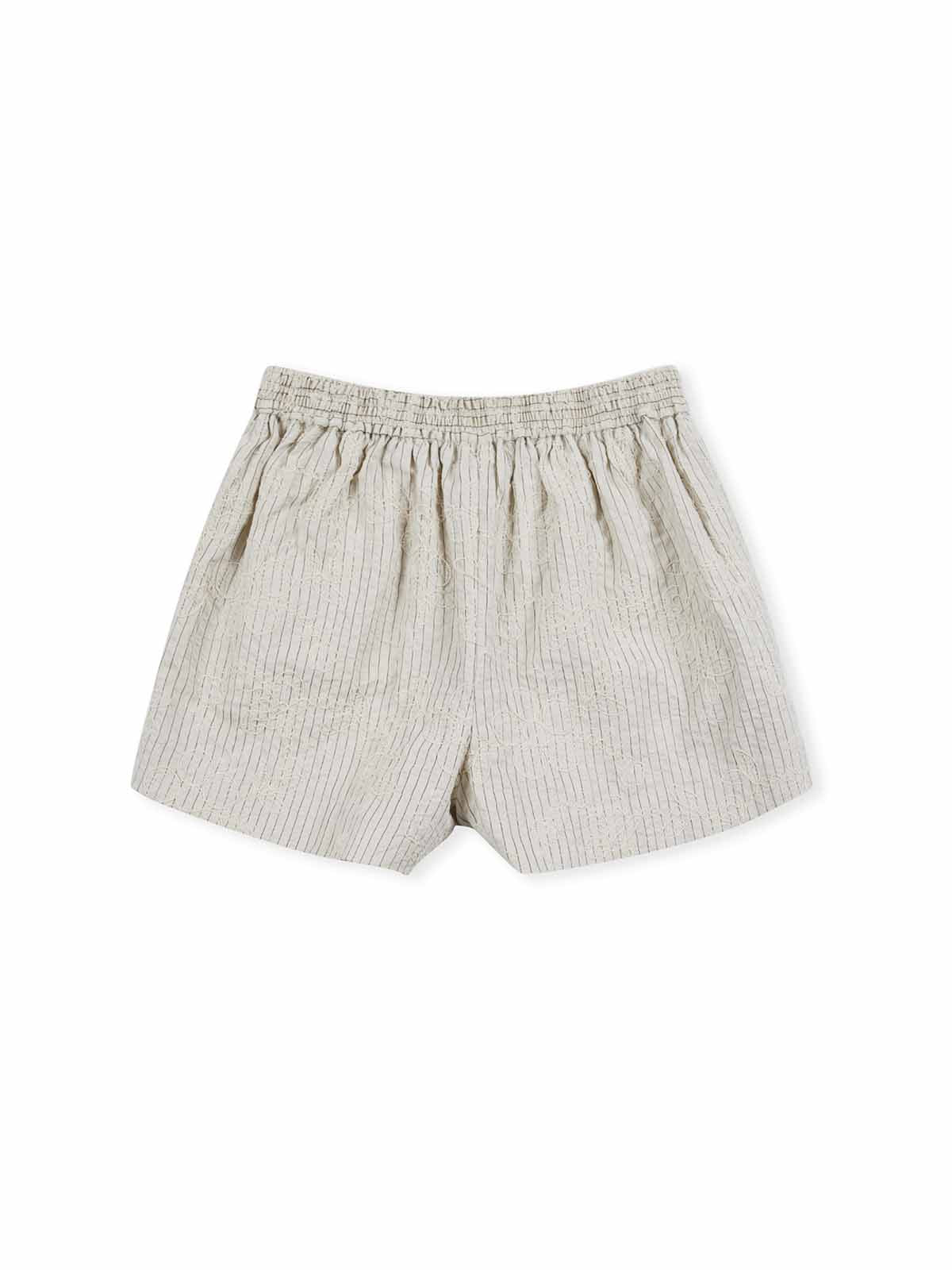 Striped Embroidered Shorts