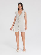 ASOBIO Ruffled Tie-Front Fit-and-Flare Mini Dress