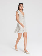 ASOBIO Ruffled Tie-Front Fit-and-Flare Mini Dress