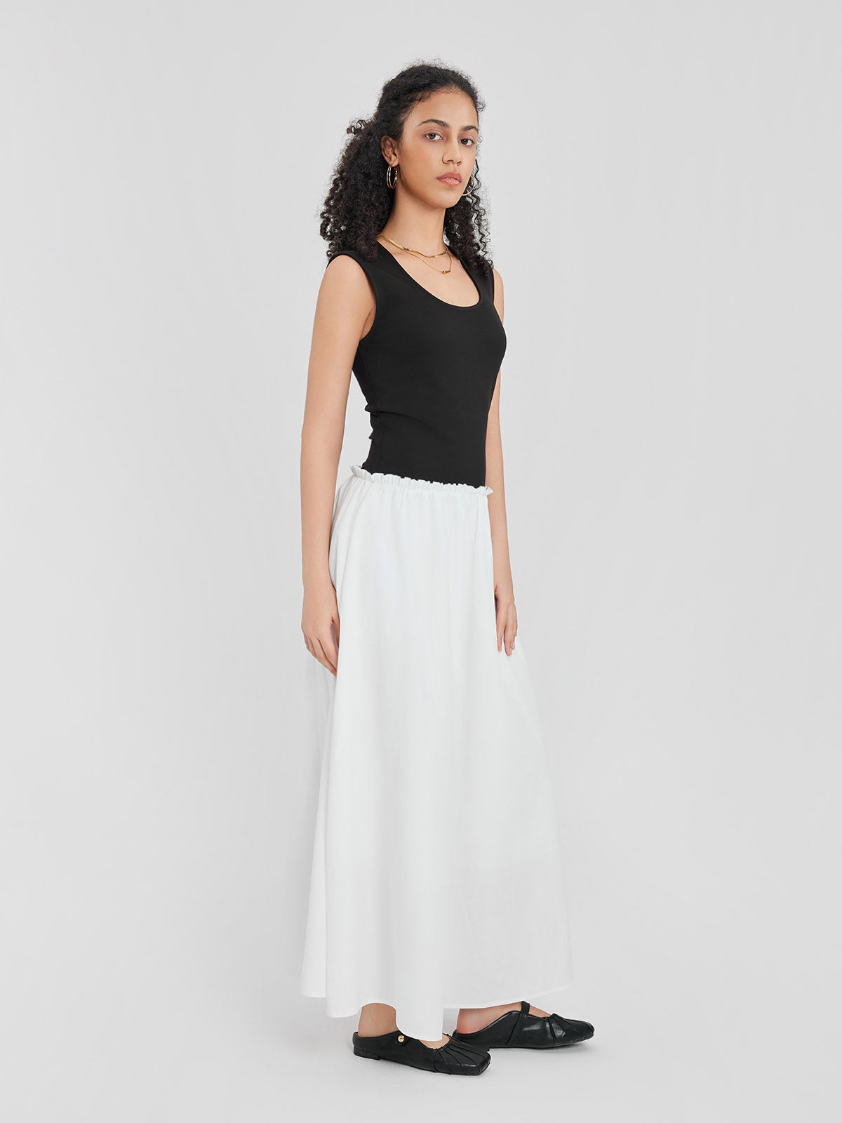 ASOBIO Fit-and-Flare Cotton Maxi Dress with Contour Bodice