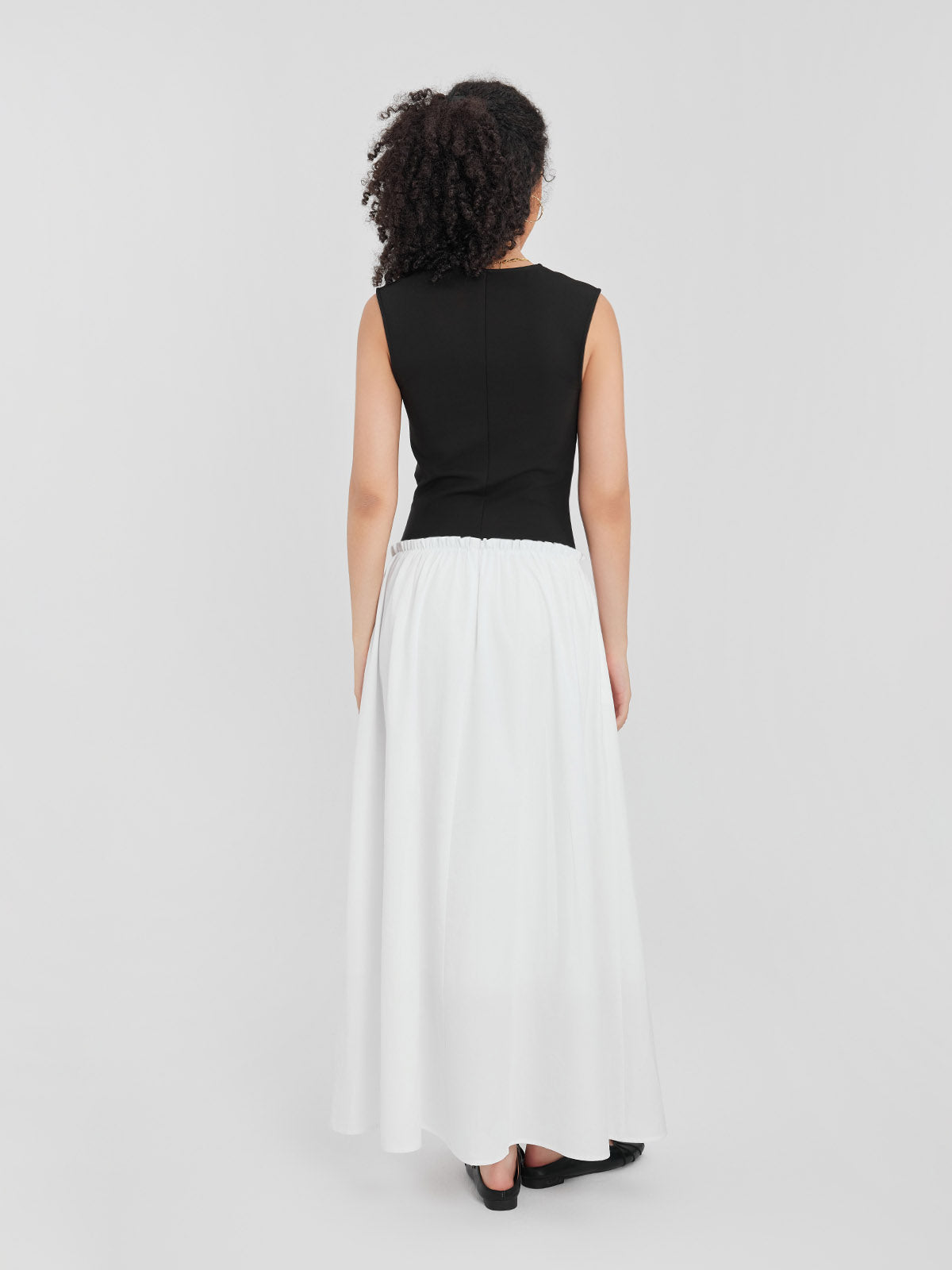 ASOBIO Fit-and-Flare Cotton Maxi Dress with Contour Bodice