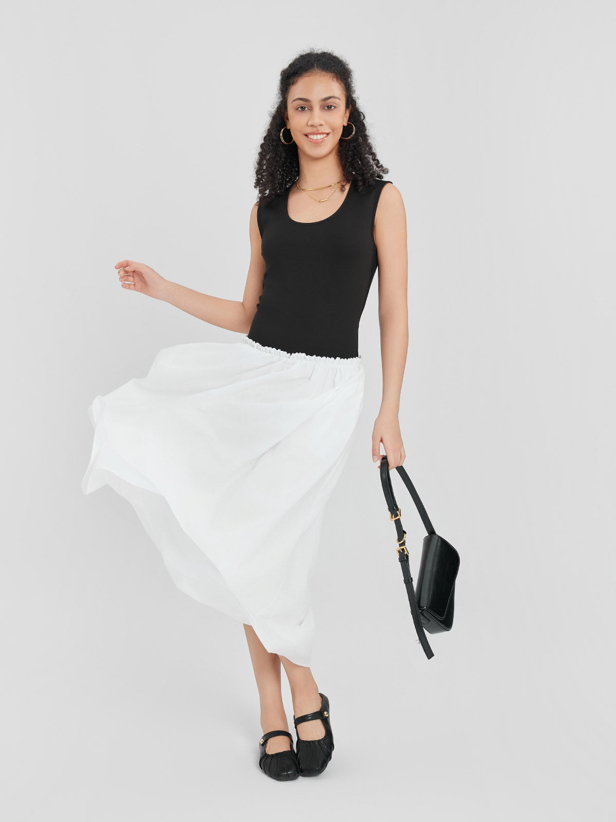 ASOBIO Fit-and-Flare Cotton Maxi Dress with Contour Bodice