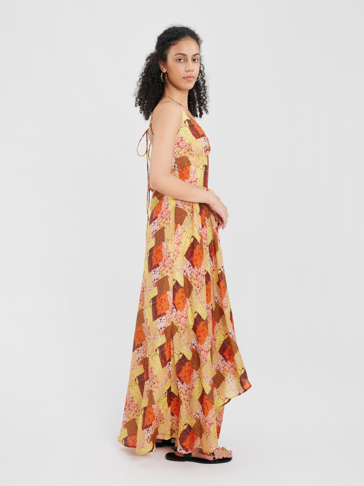 ASOBIO Printed Strappy Maxi Dress