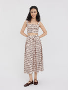 ASOBIO Smocked Square-Neck Top