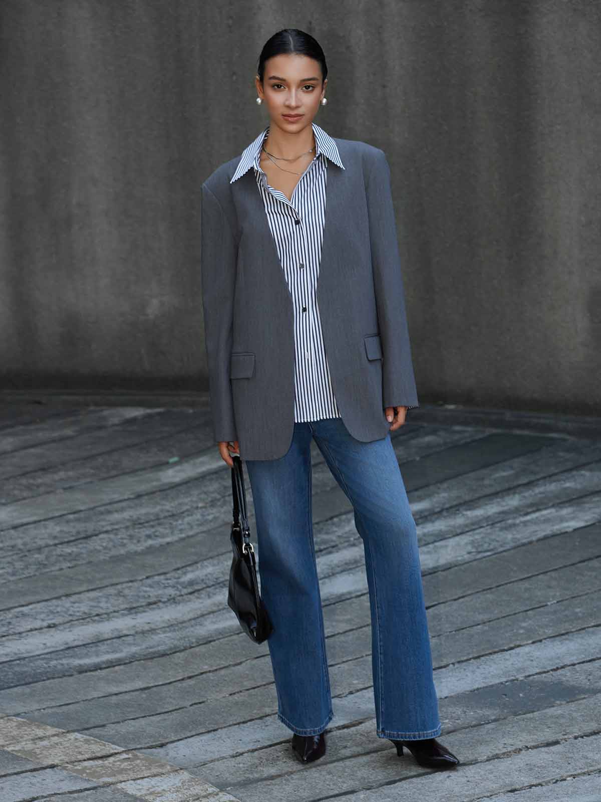 ASOBIO Detachable Collar Relaxed Blazer