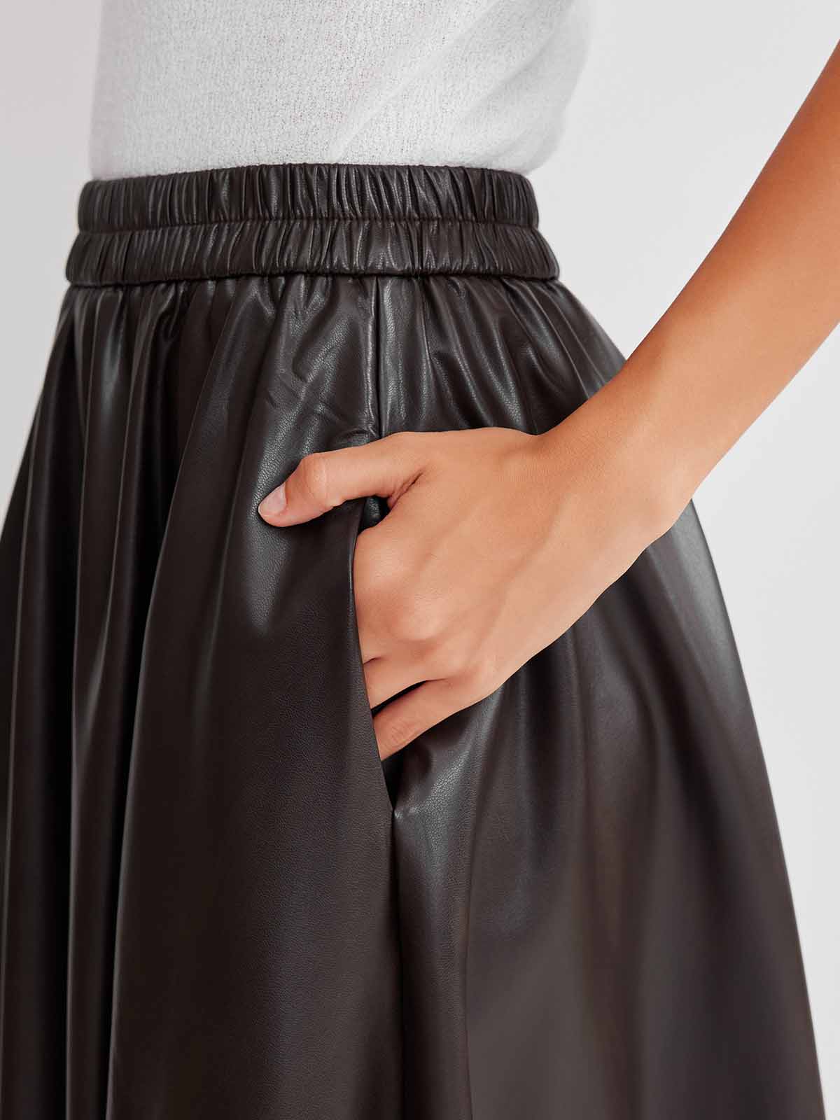 ASOBIO PU Maxi Skirt