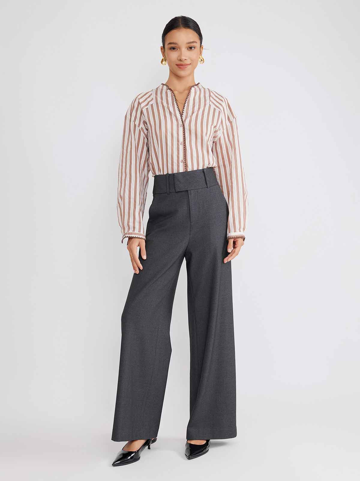 ASOBIO Wool Blend Wide-Leg Trousers