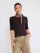 ASOBIO 100% Wool Cropped Knit T-Shirt & Scarf