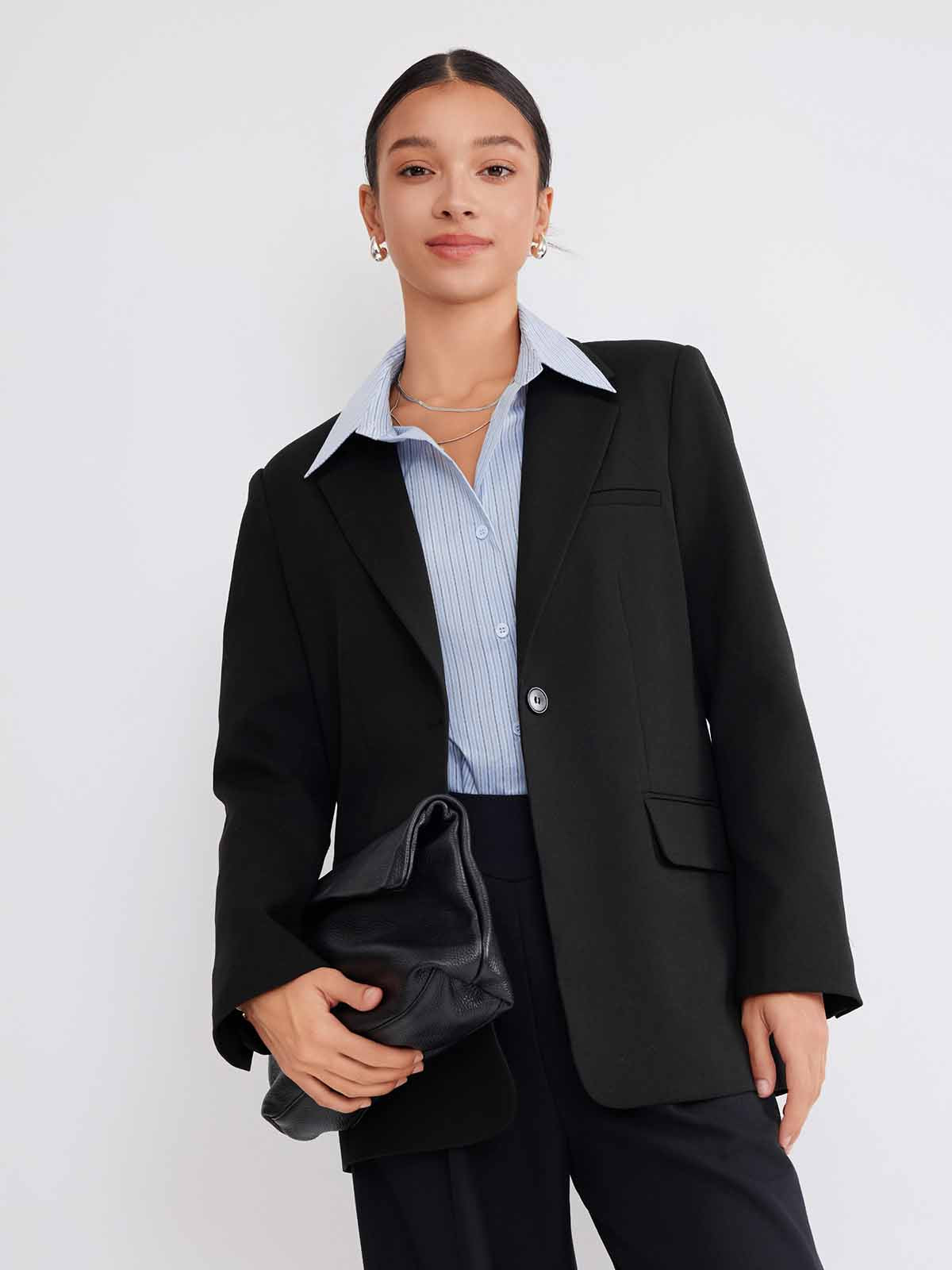 ASOBIO Wool Blend Belted Blazer