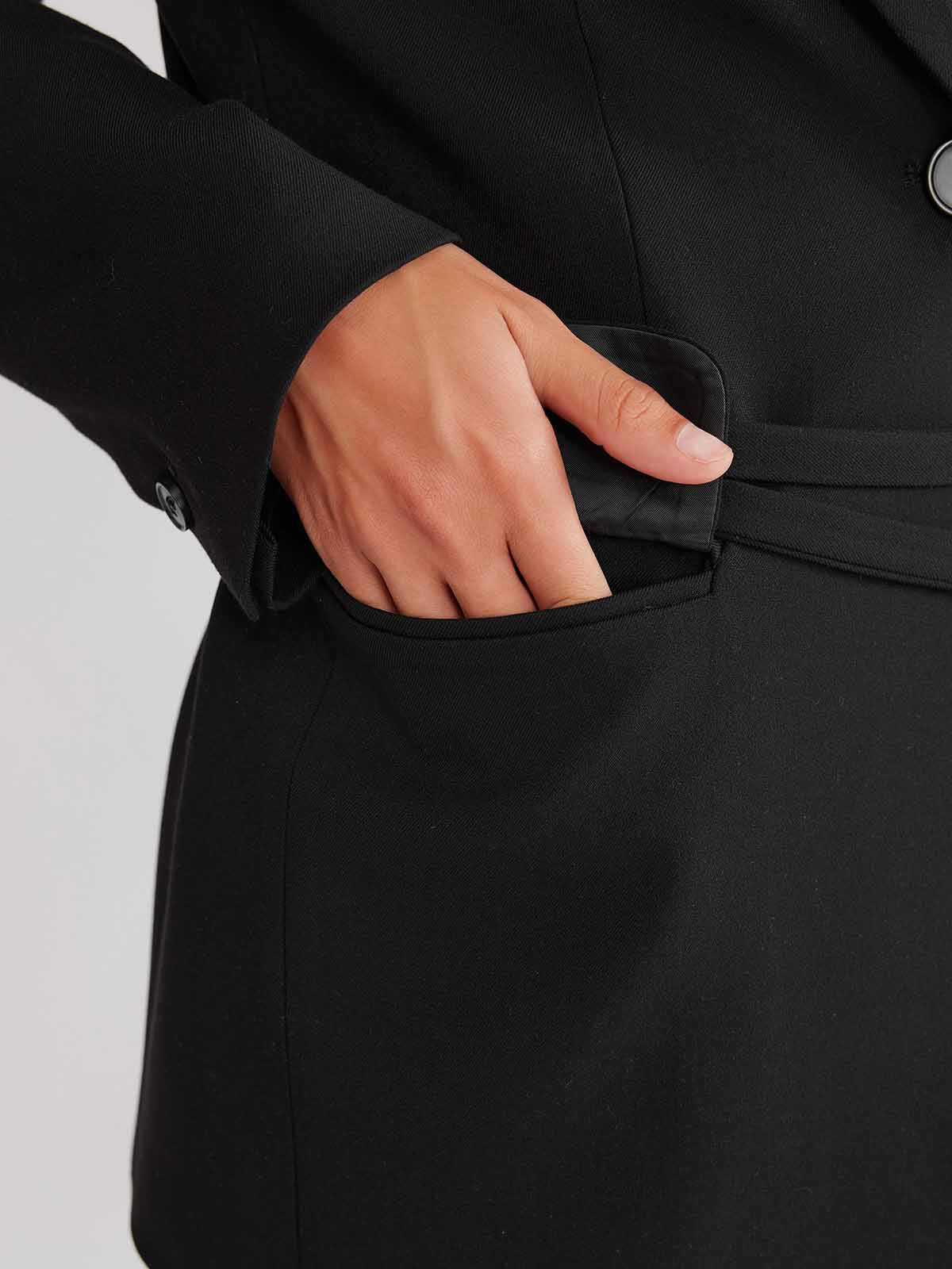 ASOBIO Wool Blend Belted Blazer