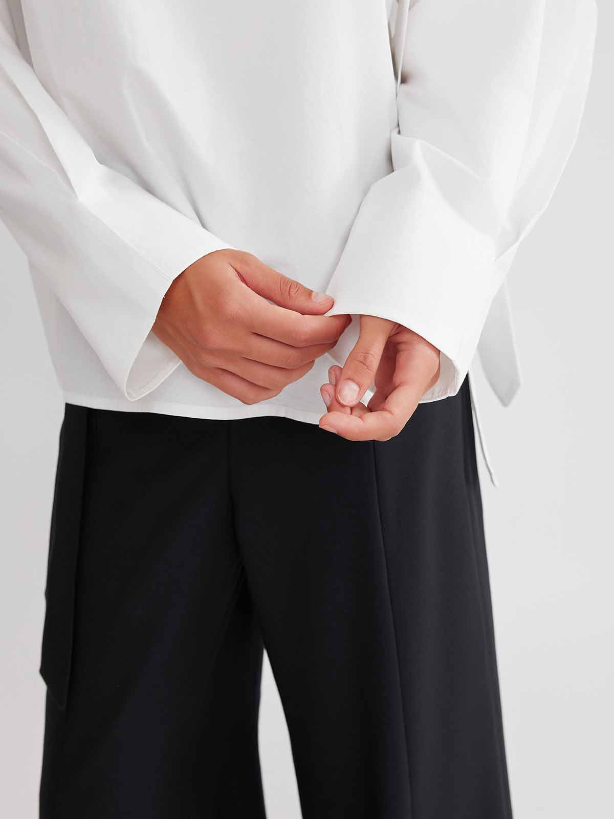 ASOBIO Button-Detail Tie-Neck Blouse