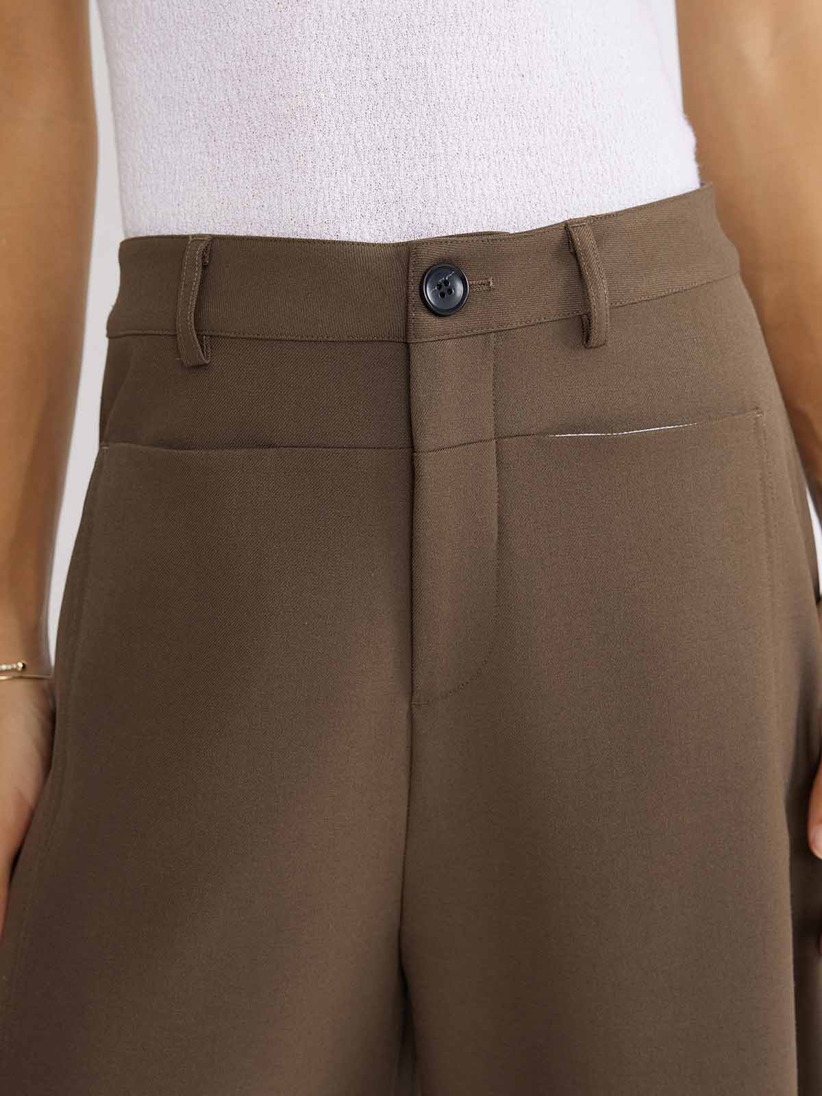 ASOBIO Flat-Waist Wide-Leg Trousers