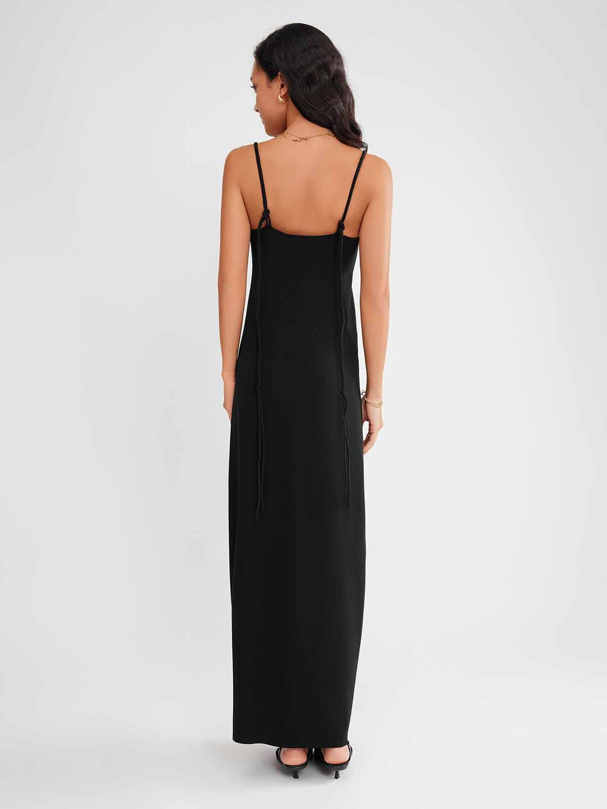 ASOBIO Minimalist Square-Neck Maxi Dress