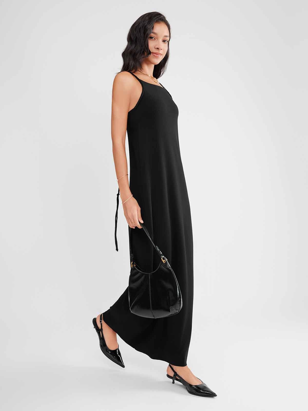 ASOBIO Minimalist Square-Neck Maxi Dress