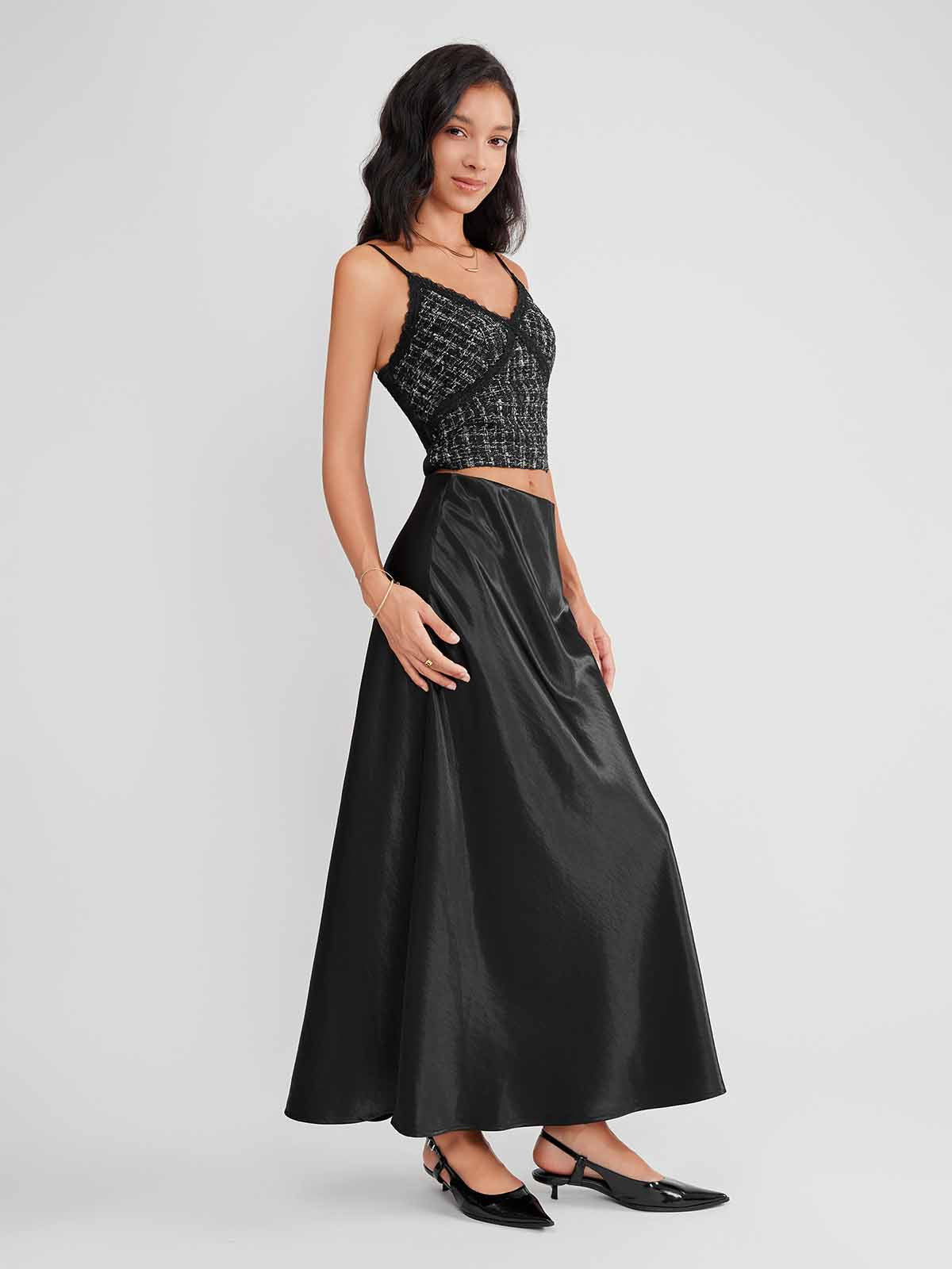 ASOBIO Tweed Camisole Top