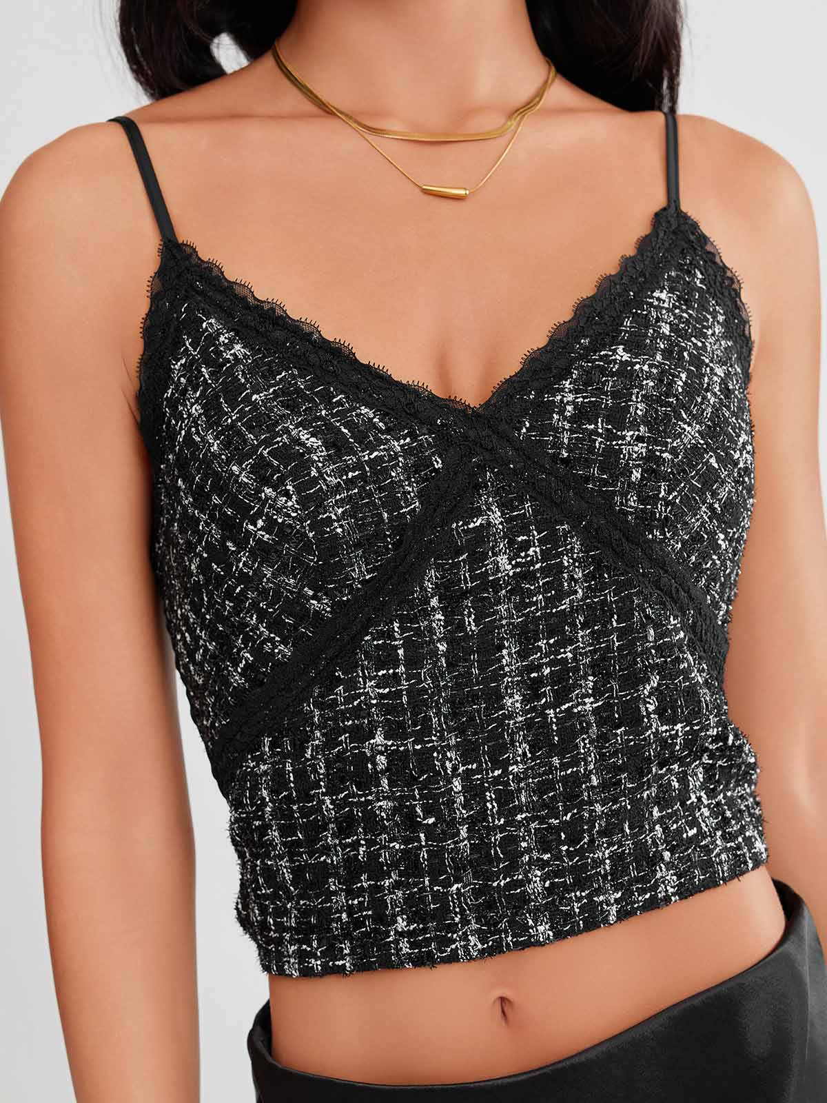 ASOBIO Tweed Camisole Top