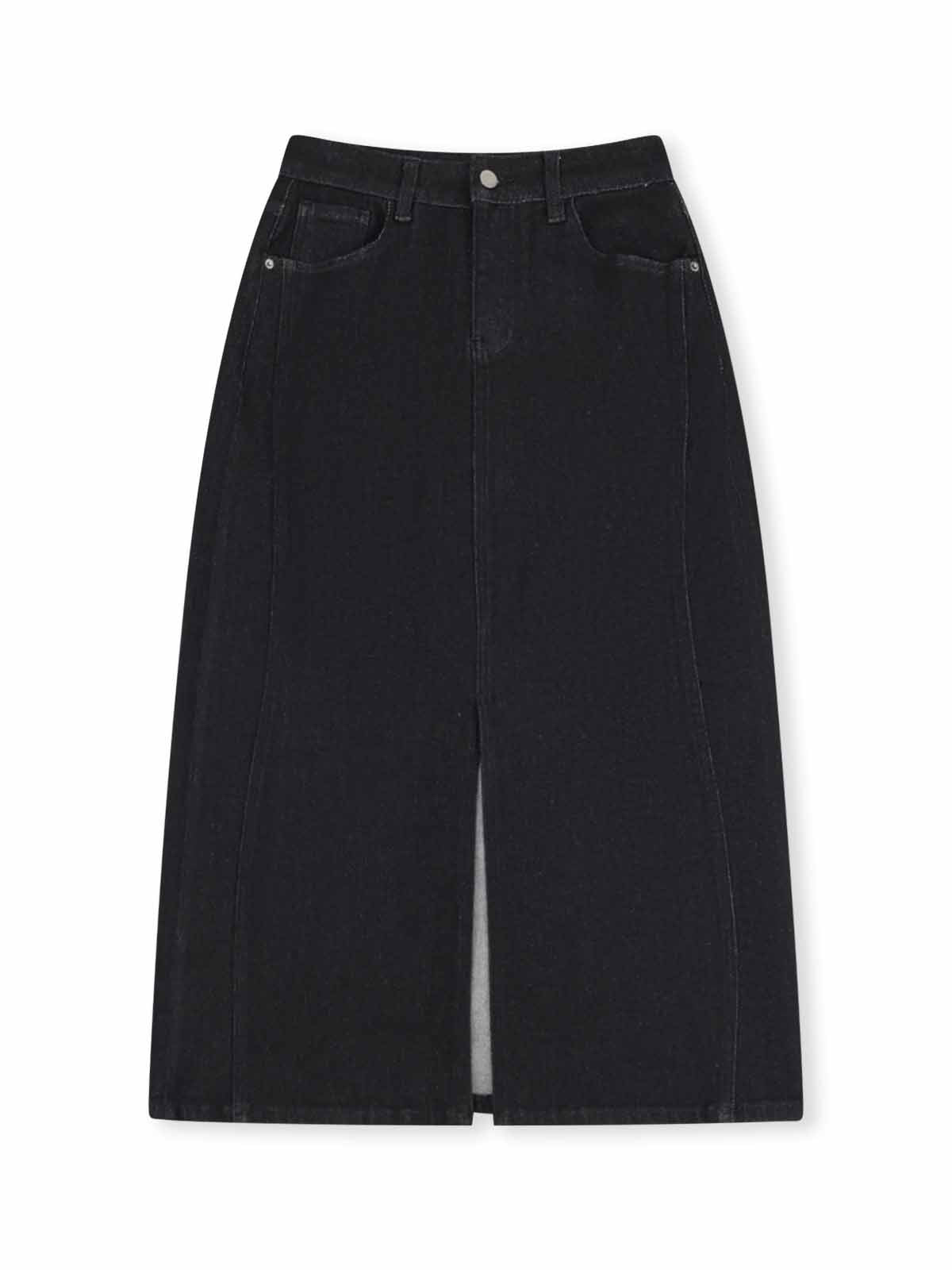 ASOBIO Stretch Denim Slit Midi Skirt