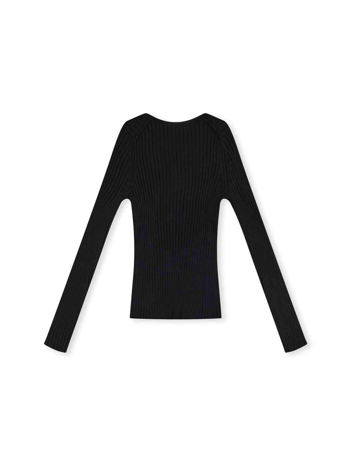 ASOBIO 100% Wool Ribbed V-Neck Pullover Sweater