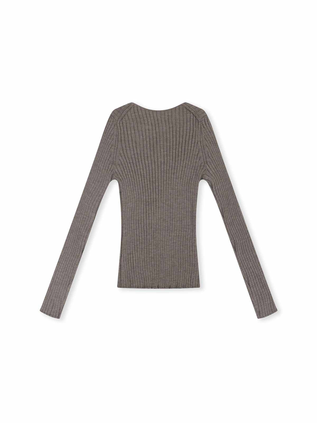 ASOBIO 100% Wool Ribbed V-Neck Pullover Sweater
