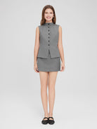 ASOBIO Wool Blend Sleeveless Mockneck Vest