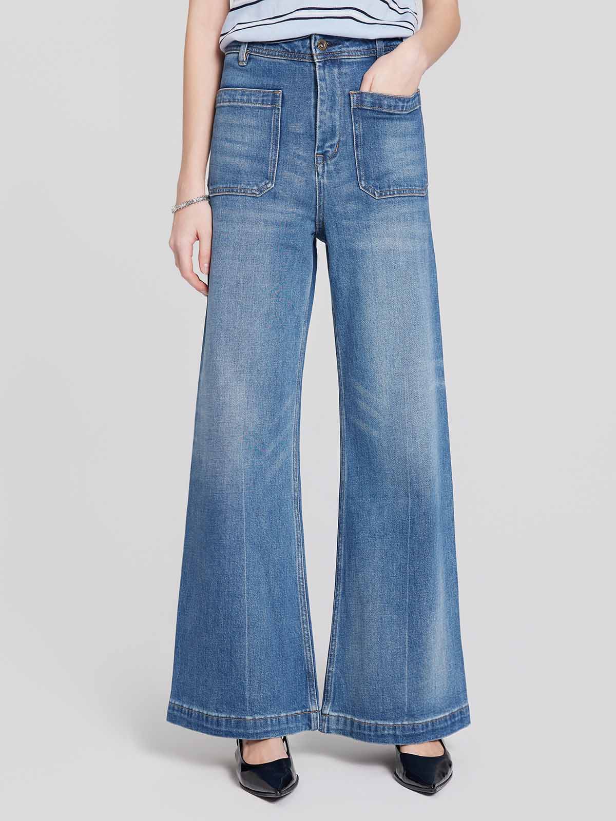 ASOBIO High-Rise Patch Pocket Flare Jean